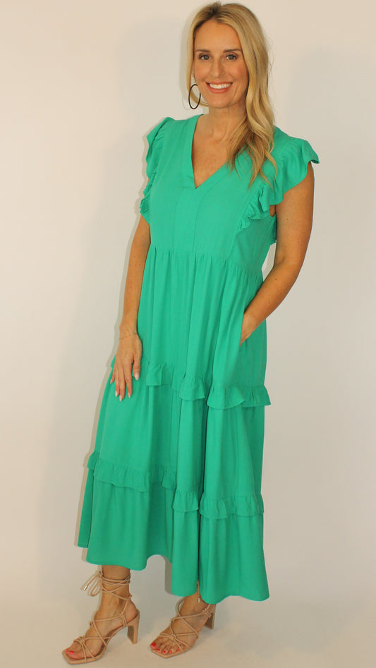 Ruffle Tiered Midi Dress