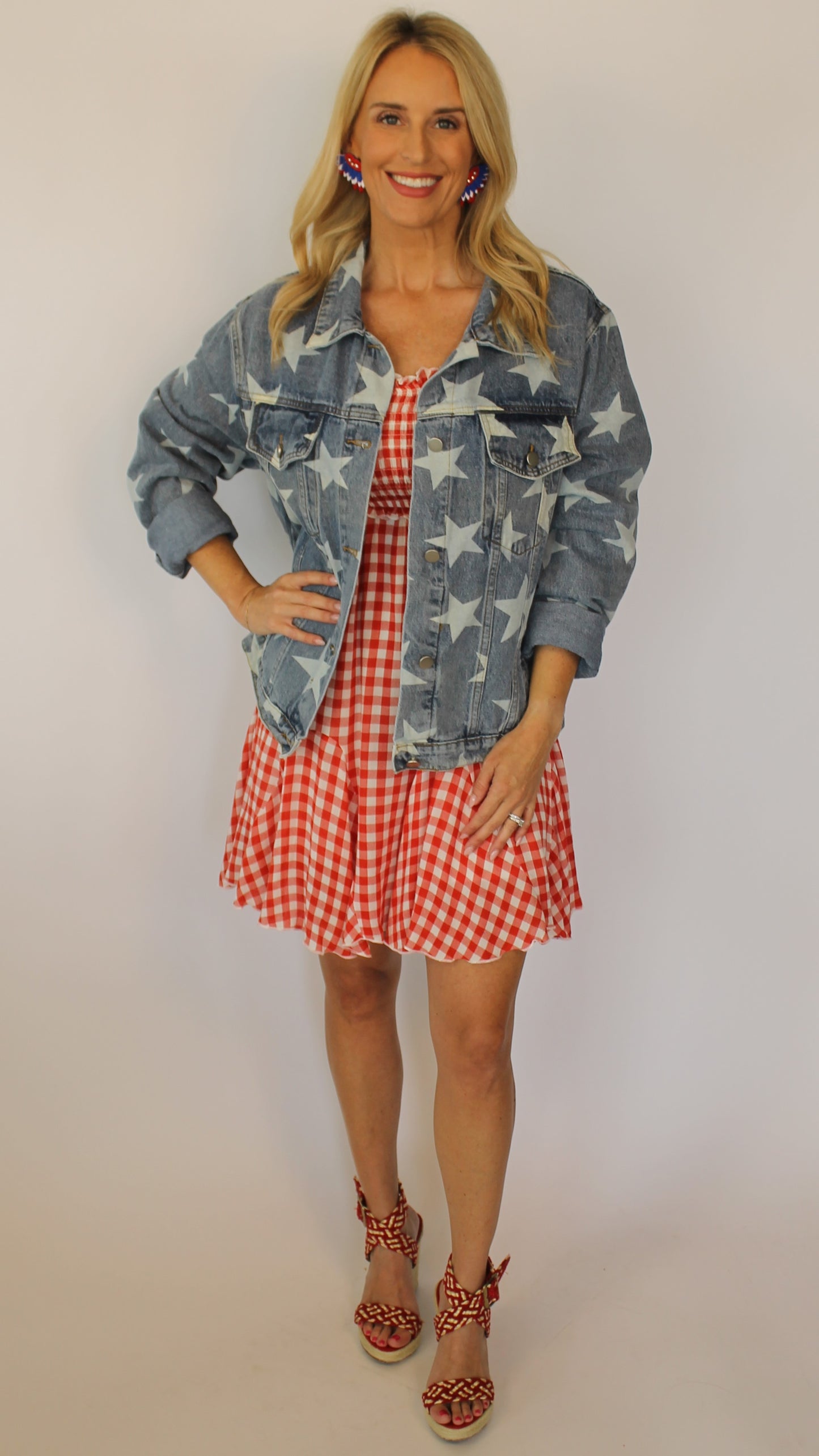 Red Gingham Print Dress