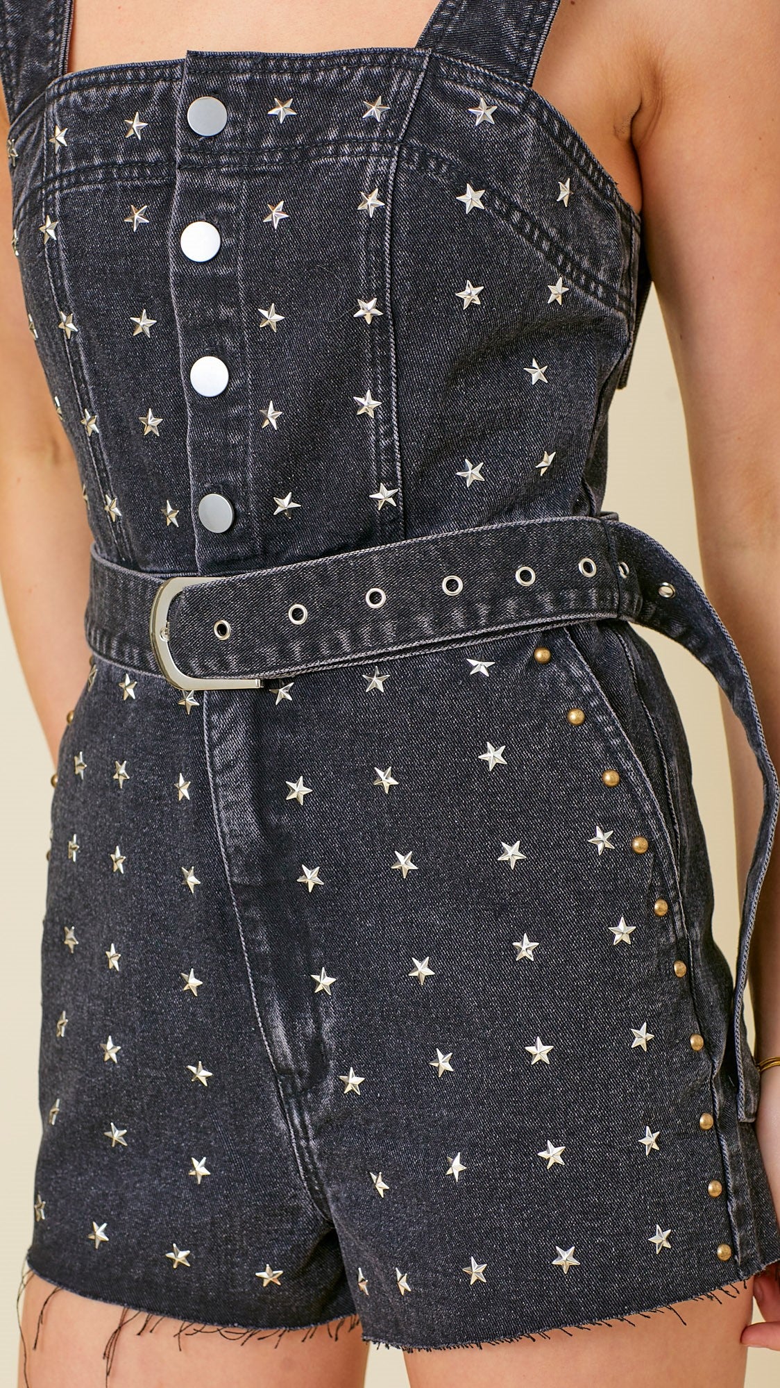 Star Studded Denim Romper