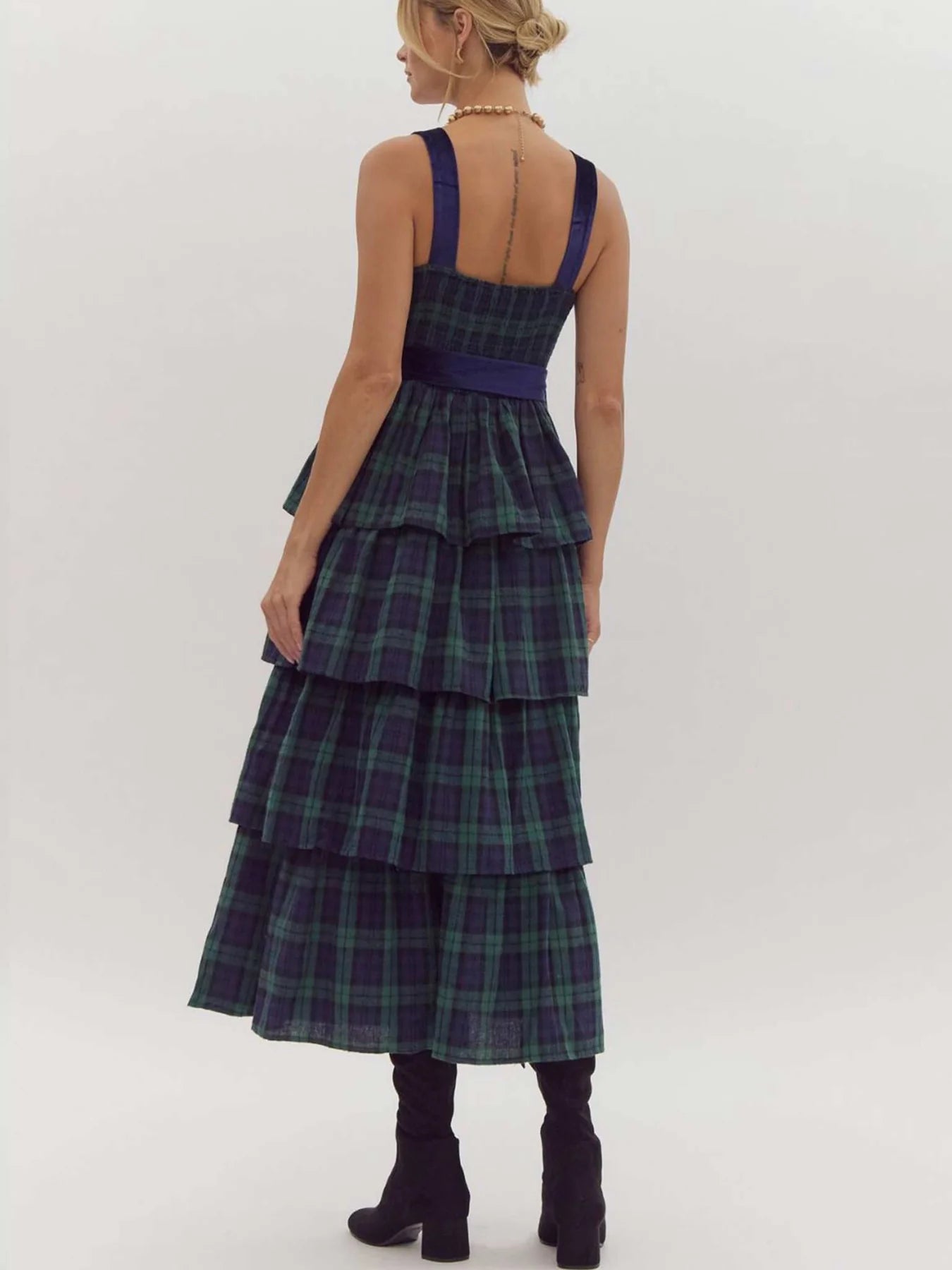 Plaid Ruffle Tiered Dress