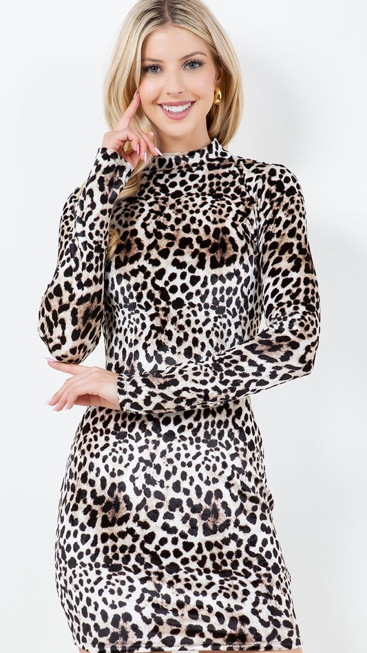 Velvet Leopard Print Dress