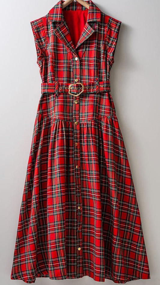 Plaid Belted Dress