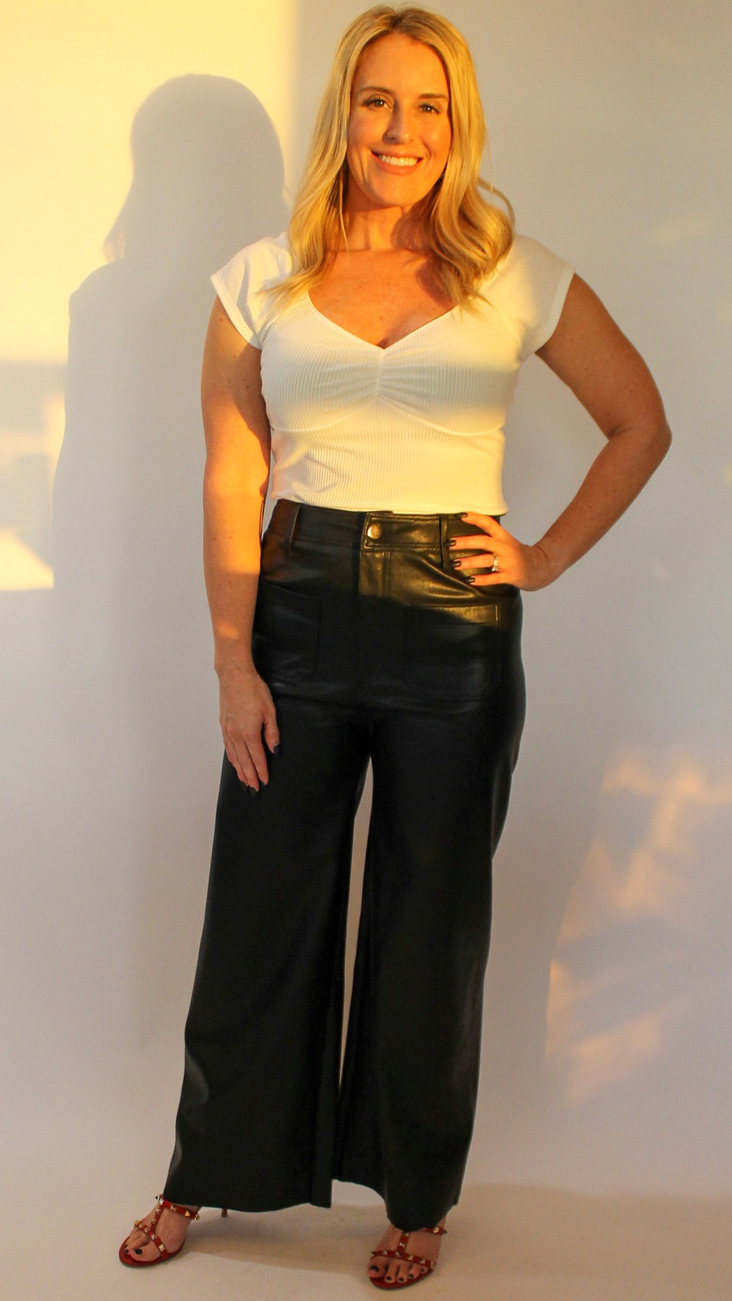 Faux Leather Wide Leg Pants