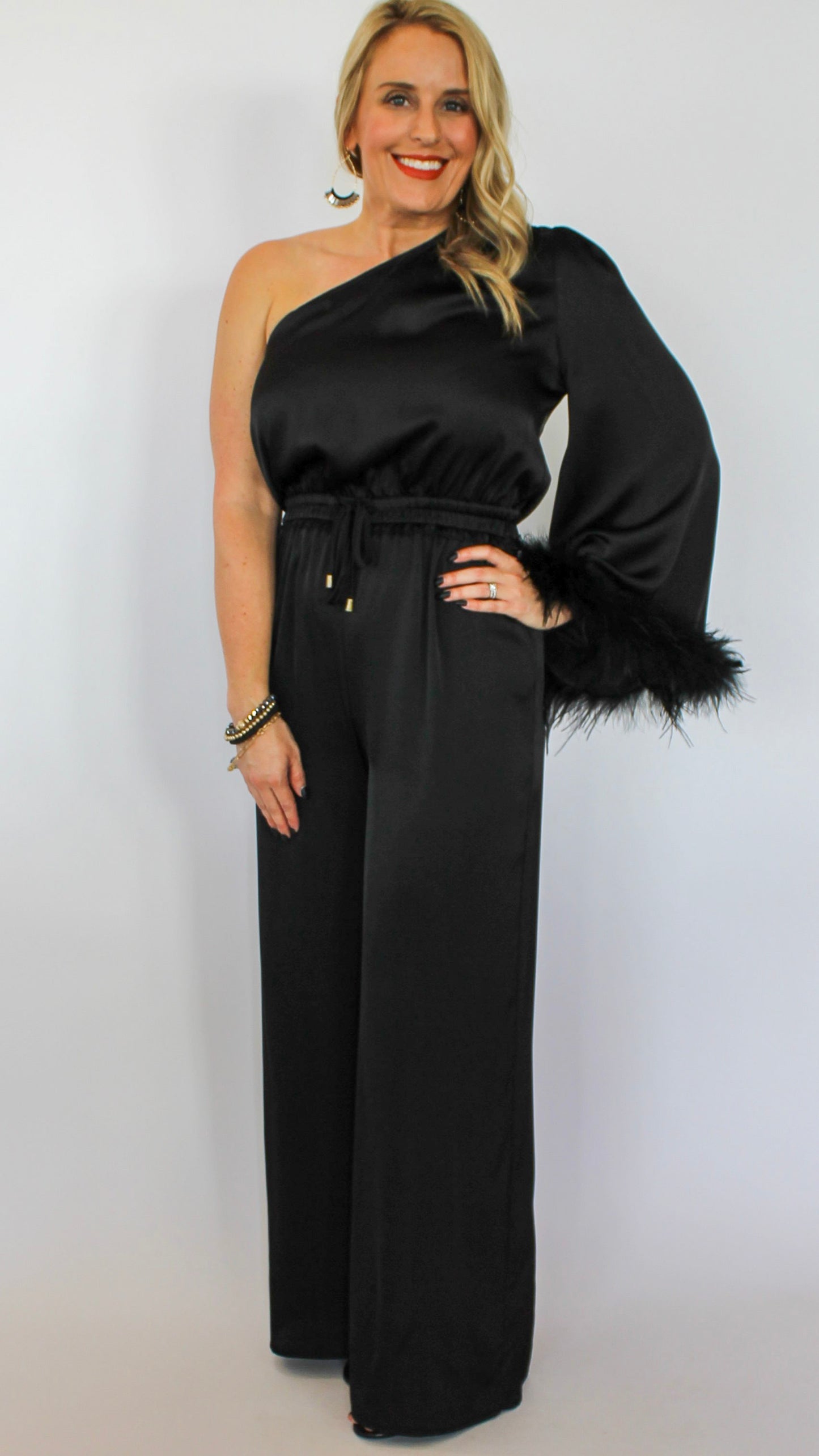 Satin & Feathers Jumpsuit