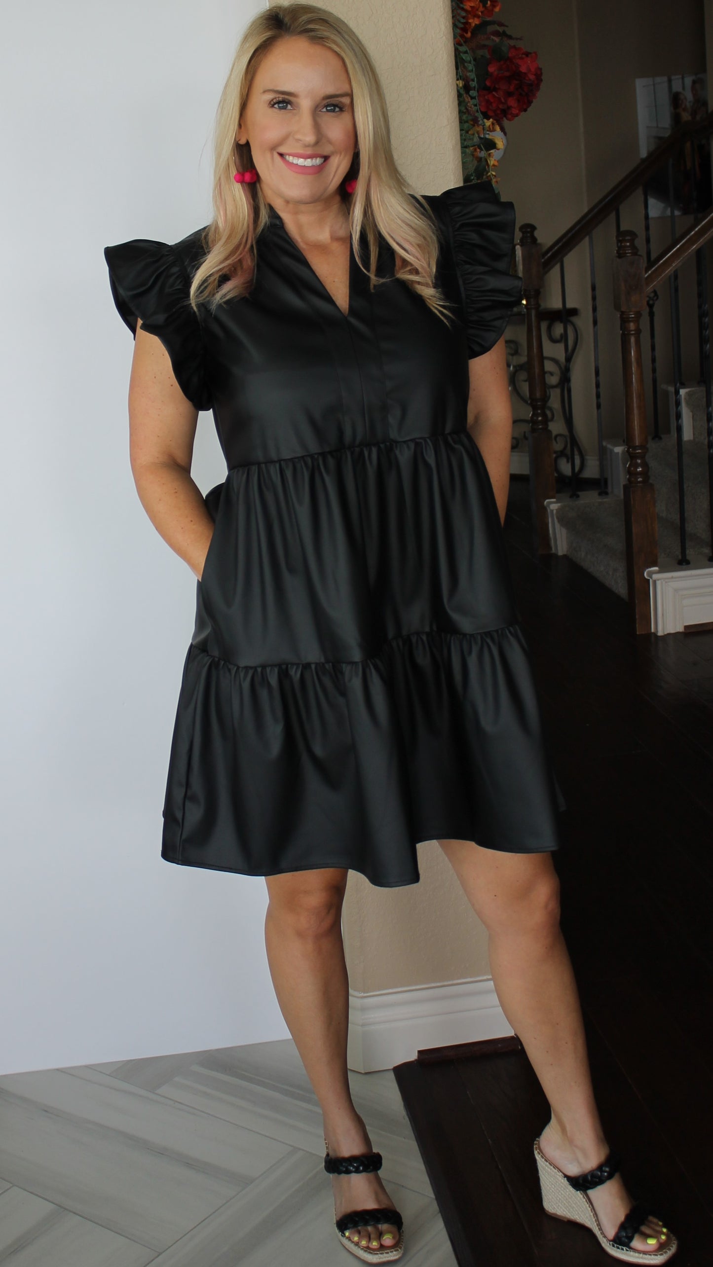 Black Faux Leather Dress