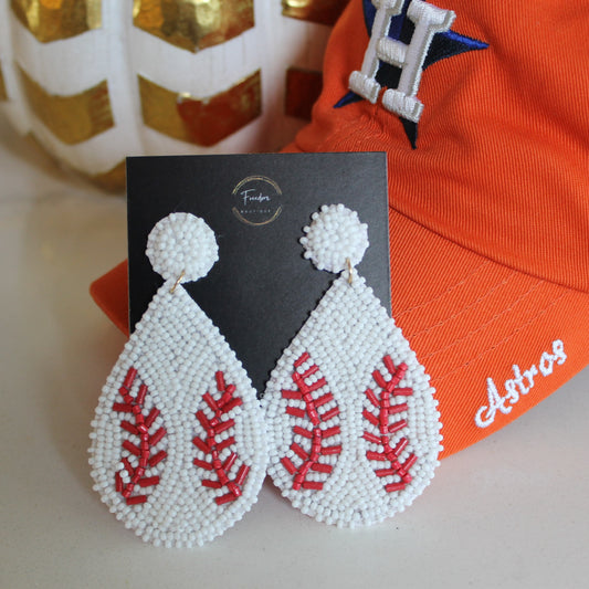 Baseball Beaded Earrings