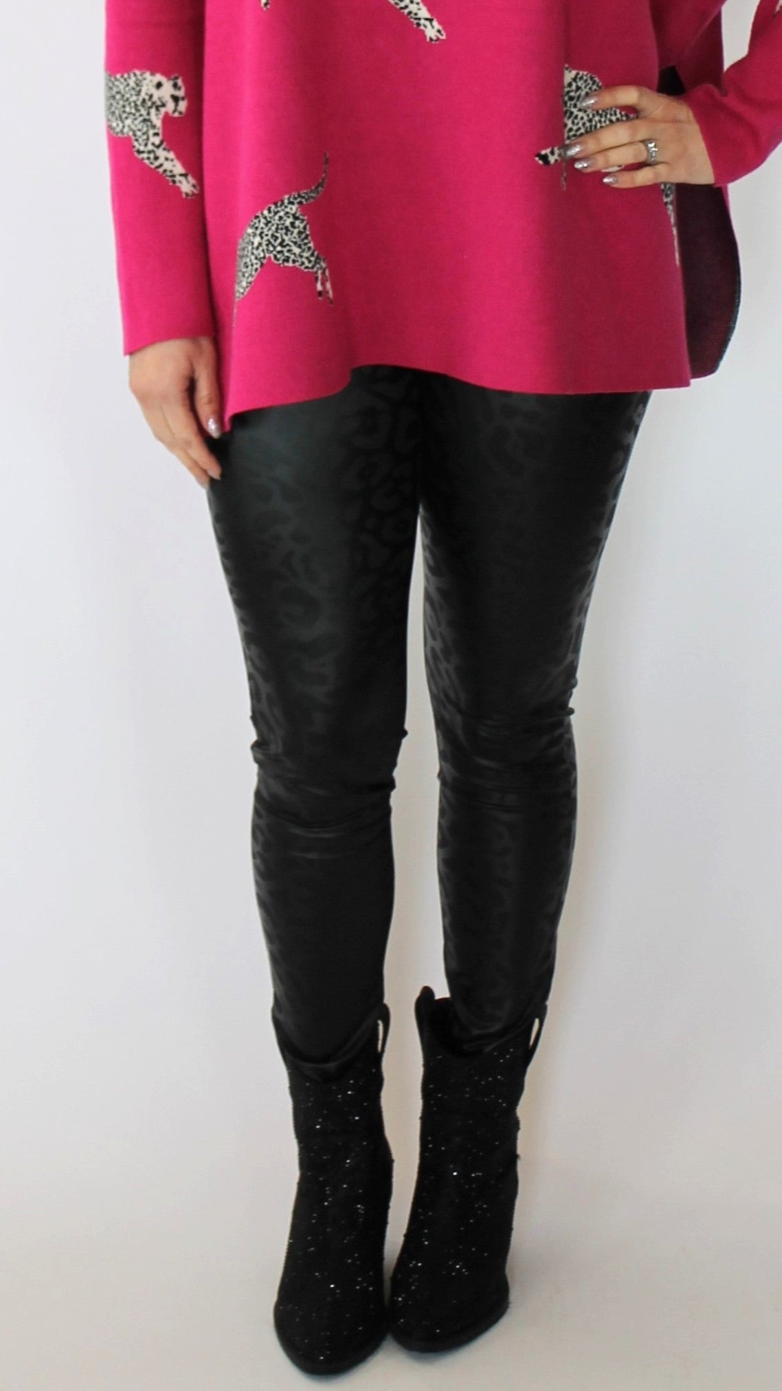 Leopard Faux Leather Leggings